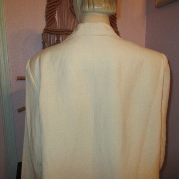 90s Vtg Linen Blend Blazer Size 18W Jacket Lined Neutral Minimalist Career NEW - Picture 9 of 12